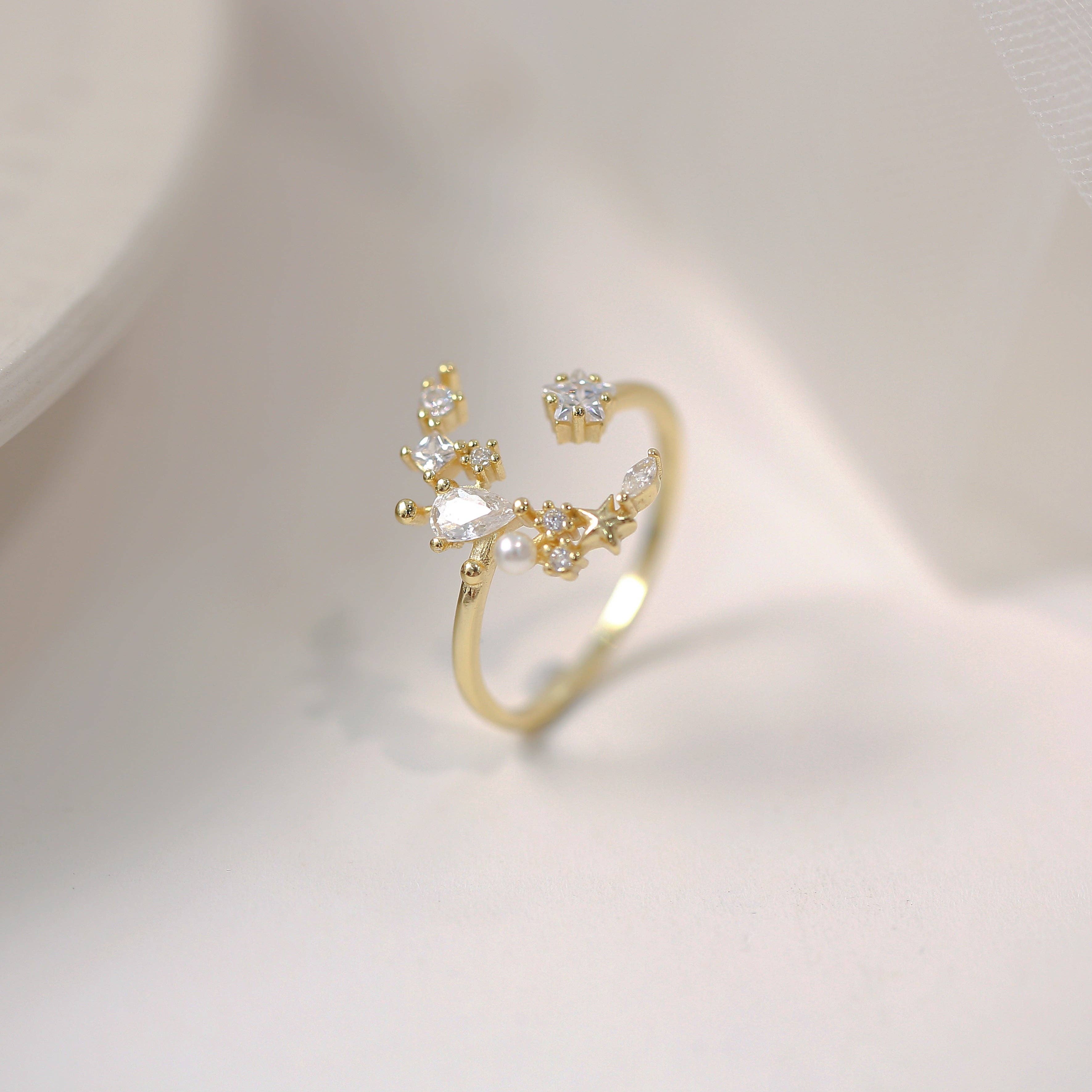 happyzzzsu - Wholesale Multi-Stone Ring - Sterling Silver Star and Moon Ring3