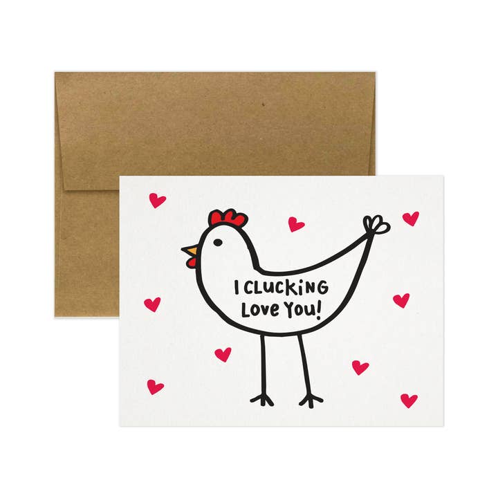 Tiny Gang Designs - Wholesale Valentine's Day Card - I Clucking Love You Card. Valentine. Love. Funny. Chicken. 1