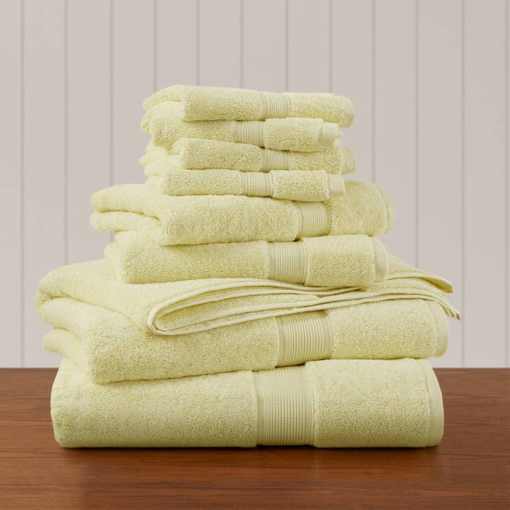 Antibacterial Spa-Like 8-Piece Bathroom Towel Set, Yellow for wholesale by Olliix