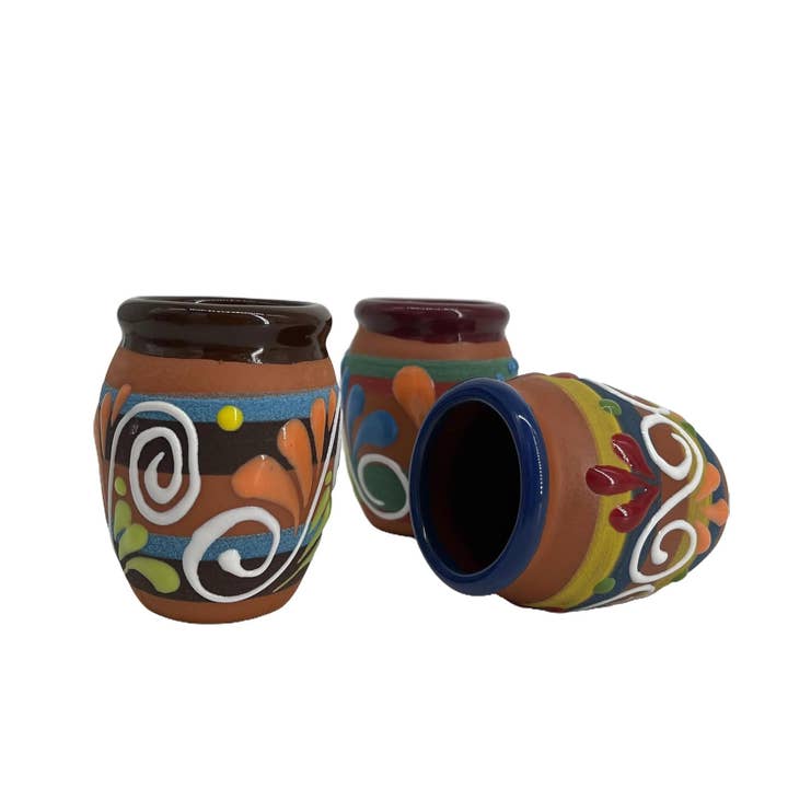 Fiesta McAllen LLC – wholesale Shot glass – Mini Ceramic Cantarito Tequila Shooters
