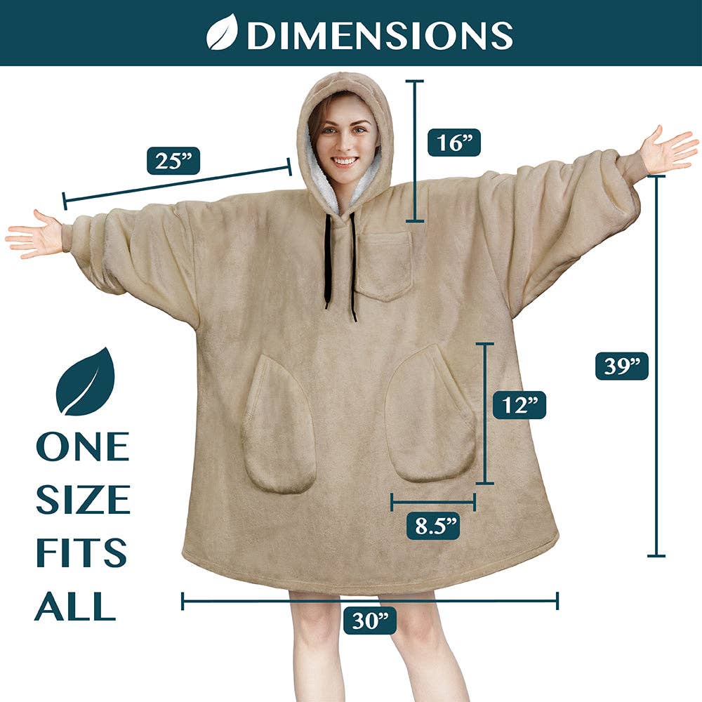 Pavilia - Wholesale Hoodie - Women's - Chest Pocket Sherpa Hoodie Blanket - Patch Pocket (Regular / Long)79