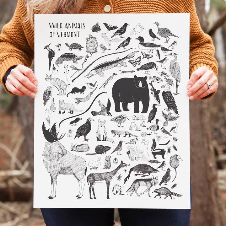 Wild Animals of Vermont | Screen-Print | Made in Vermont for wholesale by As Little Cooking as Possible