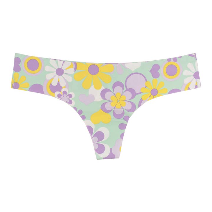 Teri Lingerie - Wholesale Underwear - Women's - Groovy Girl Printed Laser Cut No Show Thong