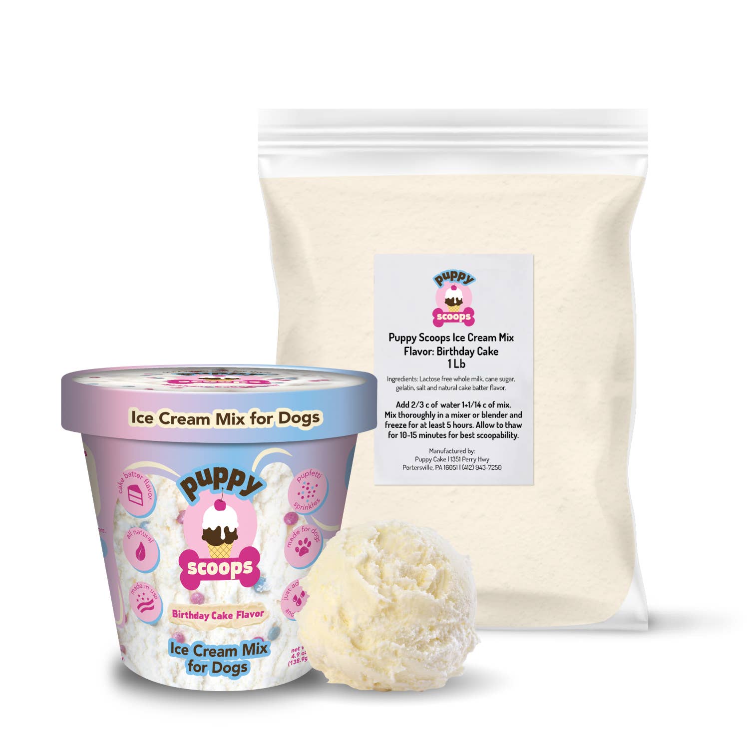 Puppy Cake LLC - Vente Friandises – chien - Mélange de crème glacée en vrac pour chiots — sac de 1 lb2