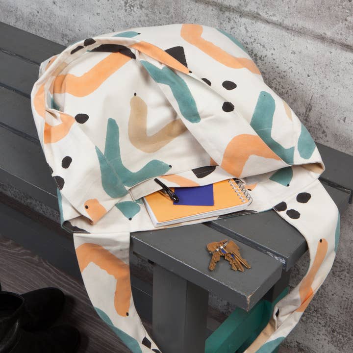 Danica Studio - Wholesale Tote Bag - Women's - Danica Studio Echo Block Printed Cotton Tote Bag