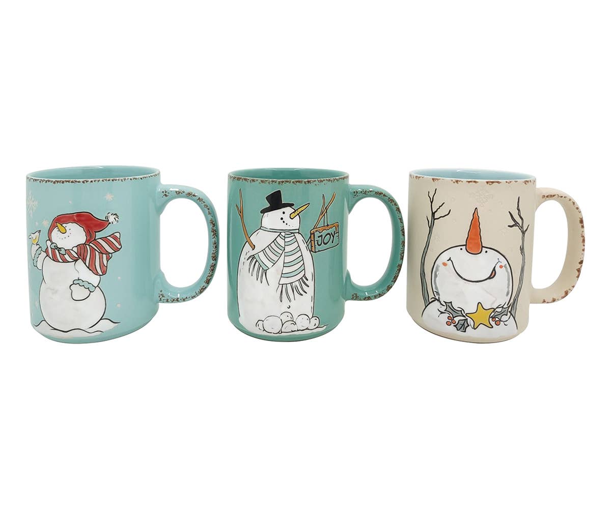 Blue Sky Clayworks - Wholesale Coffee Mug - BYRON SNOWMAN/COREY LYNNE HOLIDAY 18OZ MUG, 3 ASST CHRISTMAS0