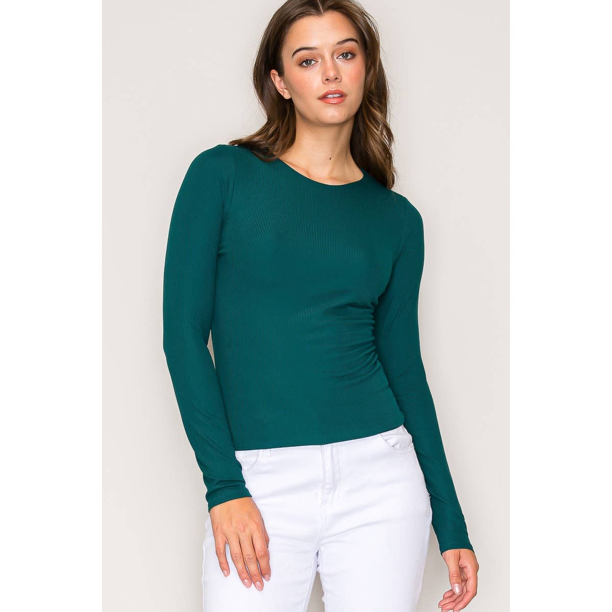 Popular 21 – wholesale Knit top – Women's – Double Layer Crew Neck Long Sleeve Rib Knit Top6