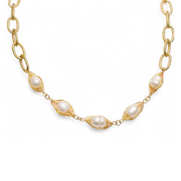Classic Diva Spiral Pearl Necklace for wholesale by Idlewild Everyday
