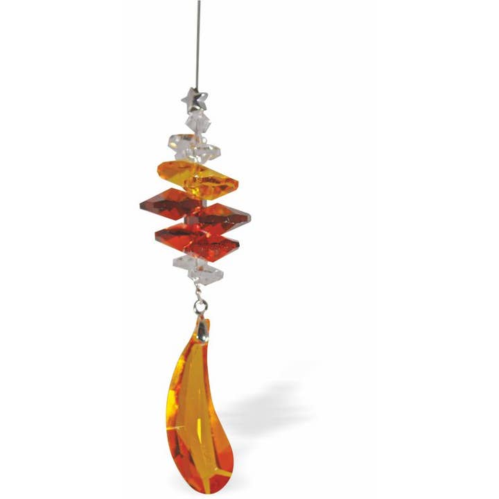 Atrapasol de Cristal Austriaco, Topacio y Rojo con Colgante de Ala de Topacio para venta al por mayor de Byzantium Collection Ltd