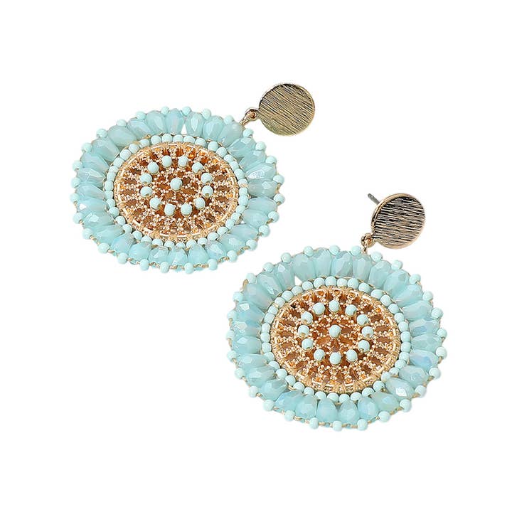 Sensibling Corp. - Wholesale Dangle Earrings - Boho Faceted Beaded Mandala Dangle Earrings
14