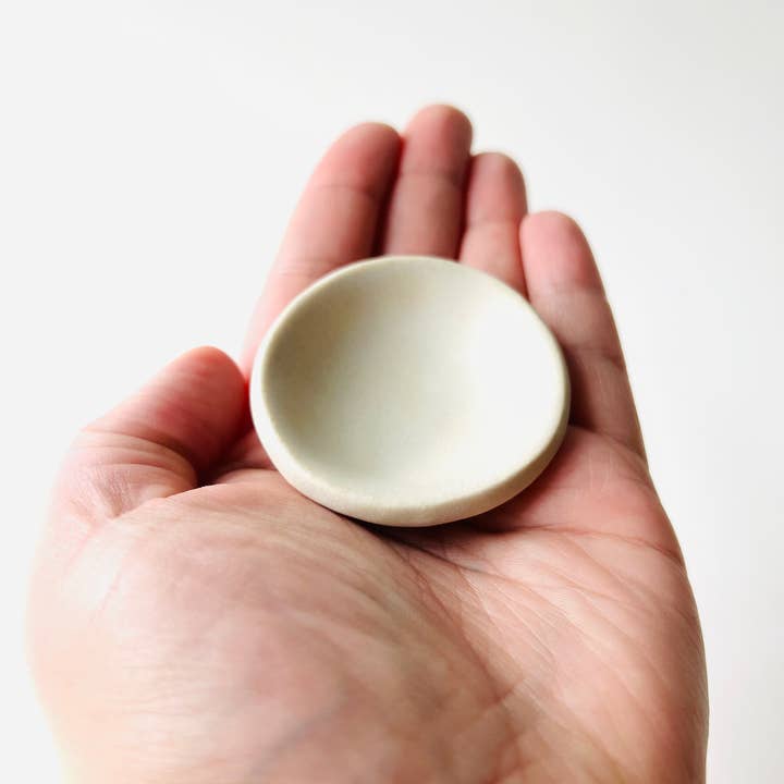 MoonMoon Ceramics - Wholesale Jewelry Dish - Matte White Tiny Ring Dish1