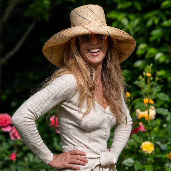 Shebobo - Wholesale Straw Hat - Women's - Monica 5" & 7" Wide Brim Pinstripe Packable Straw Sun Hats27