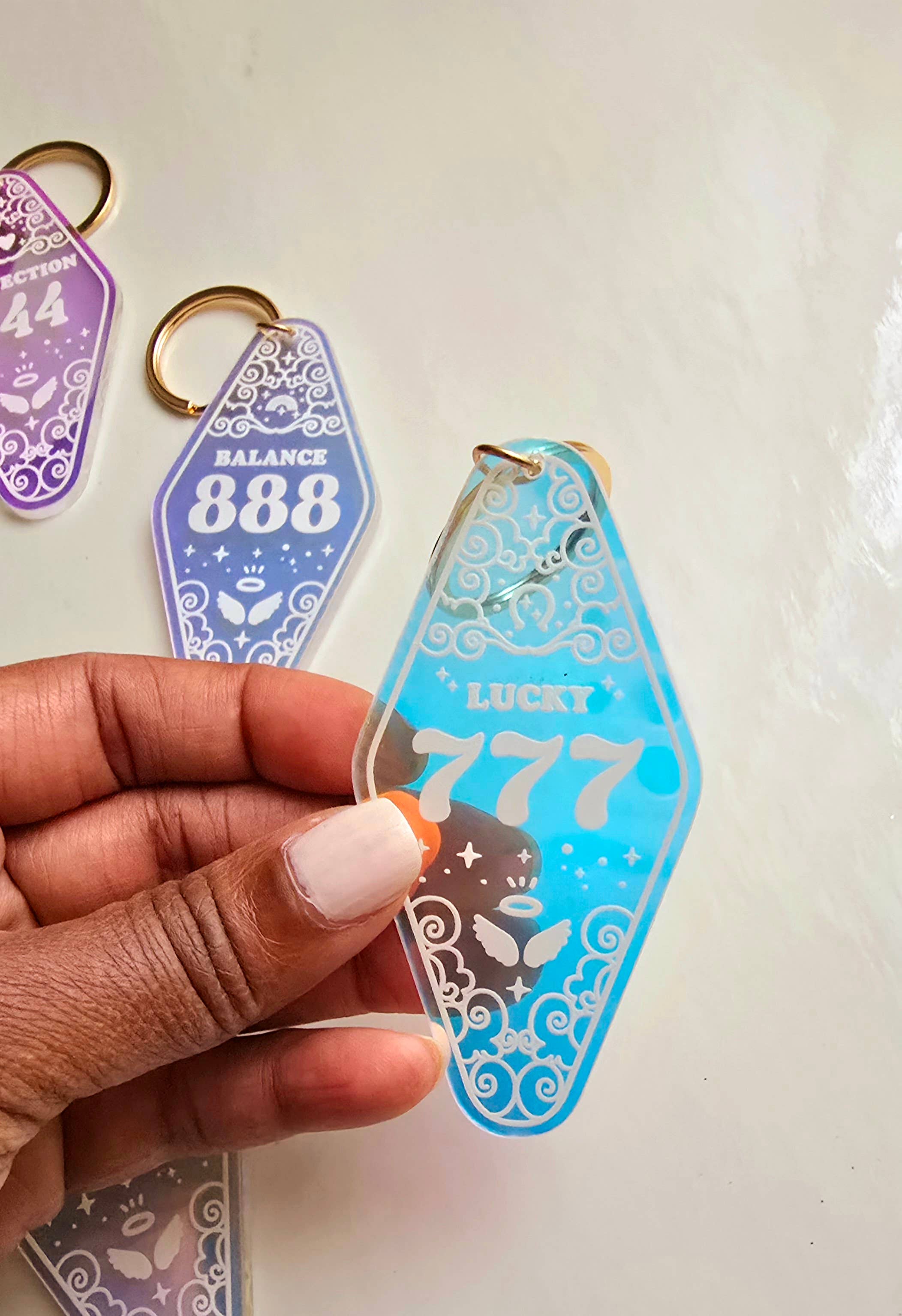 House of HIJK - Wholesale Keychain - Women's - Angel Number Iridescent Motel Keychain4