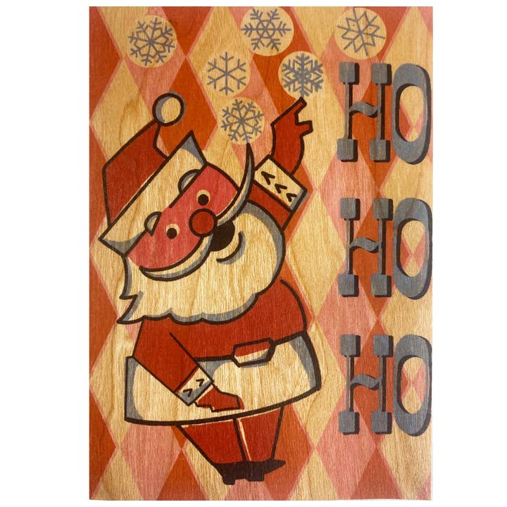 Wood Folding Card - Ho Ho Ho for wholesale by Spitfire Girl