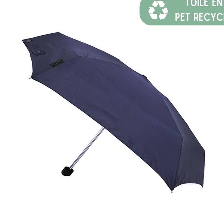 Mini Pocket Umbrella Resistant Navy Blue in Recycled PET for wholesale by SMATI
