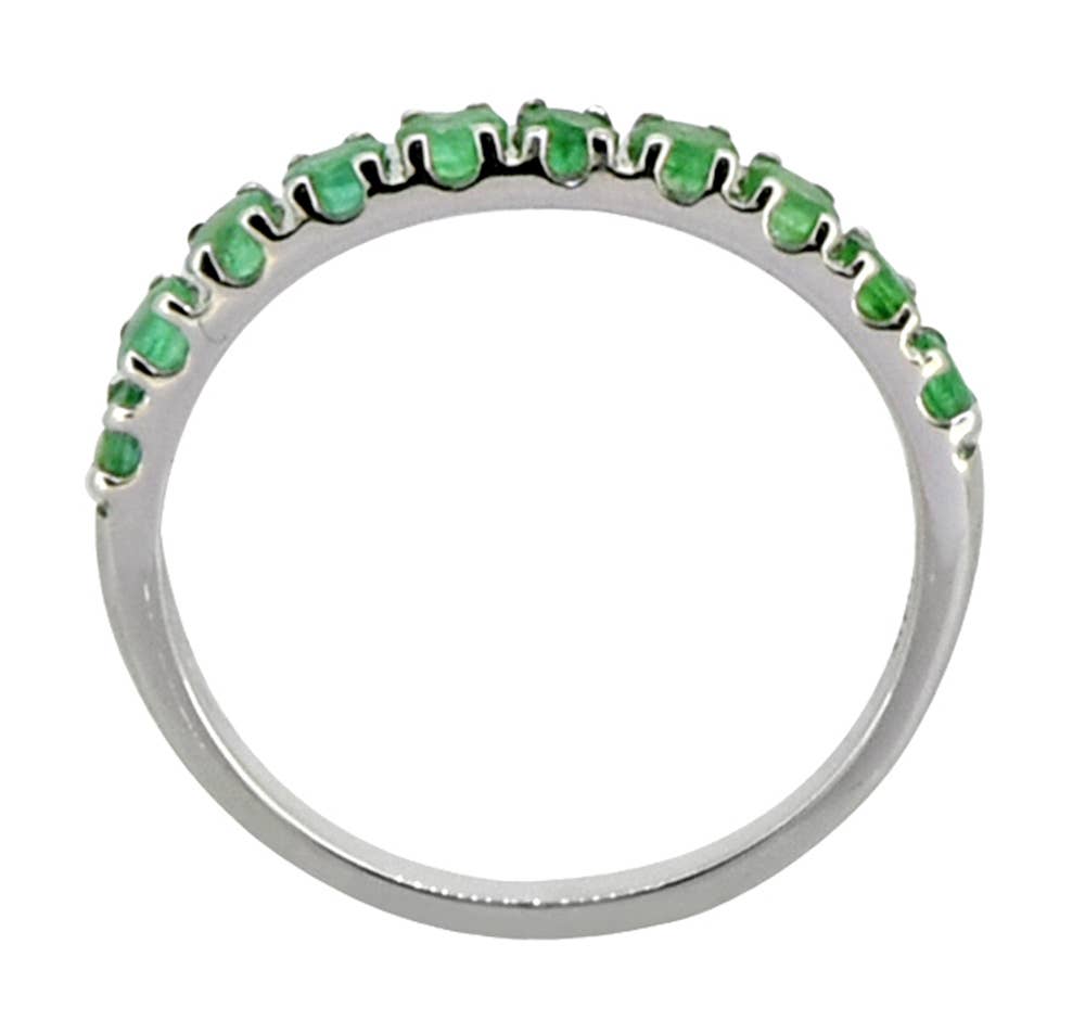 Tiramisu - Vendita all'ingrosso Anelli multipietra - Anello a fascia eternity in argento sterling 925 con smeraldi6