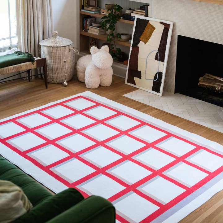 Red Grid Area Rug for wholesale on Faire
