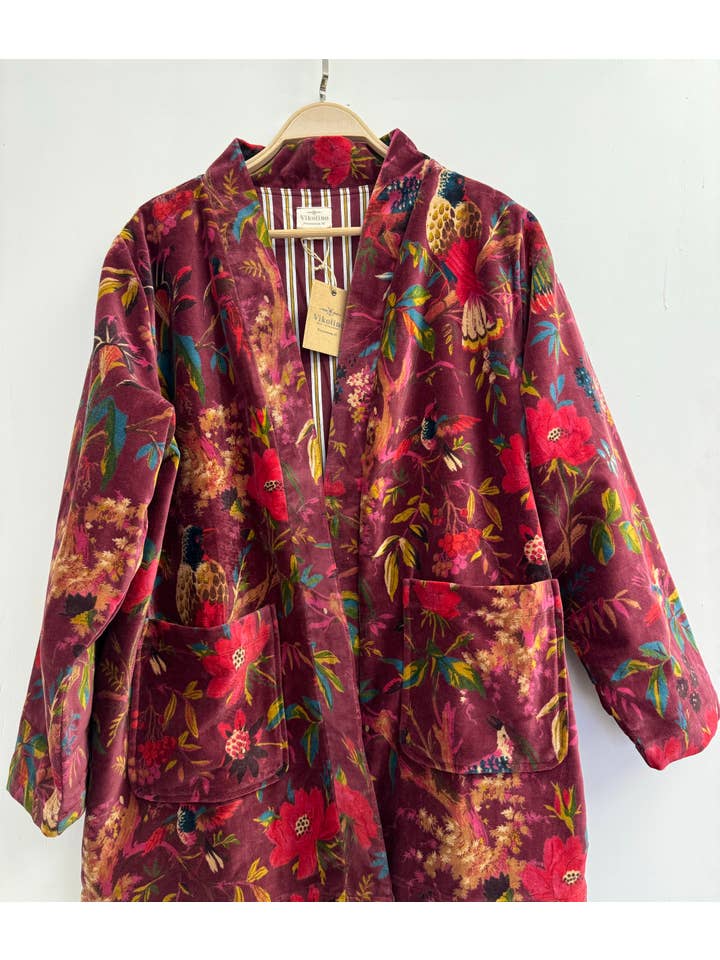 VIKOLINO - Venta al por mayor Kimono - Mujer - Chaqueta larga estilo kimono/Duster de terciopelo4