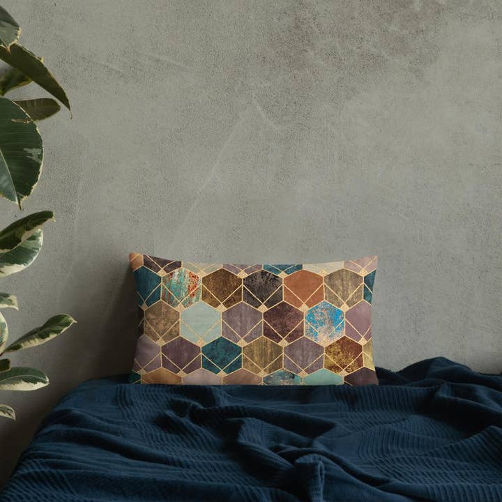 Stuning Multicolored Tan Geometric Decorative Accent Cushion for wholesale by Cushion Covers Store