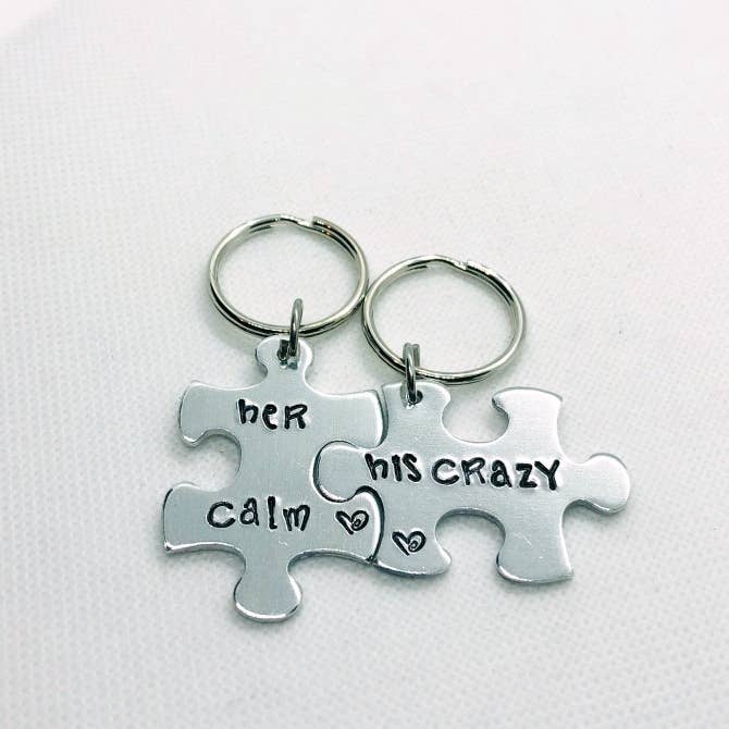 Me and My Sweet Pea - Wholesale Keychain - Unisex - Christmas gifts for couples, her calm his crazy keychain set1