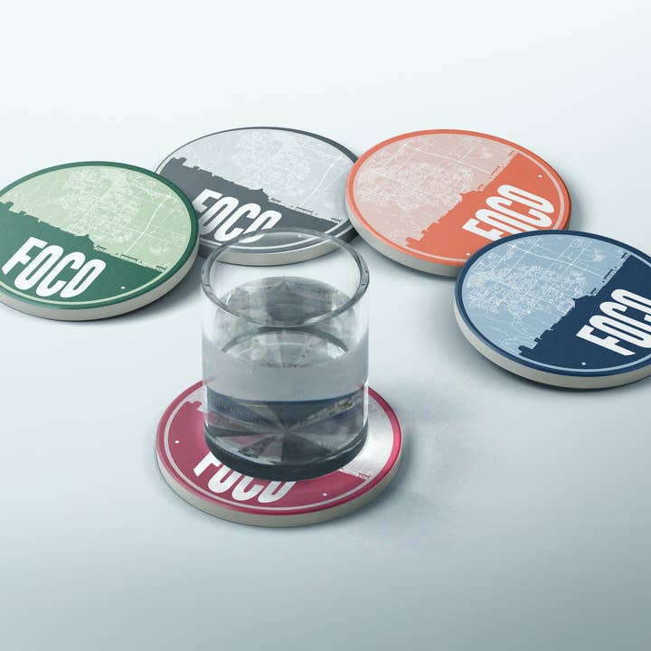 Fort Collins Colorado sæt med 4 underlag | Flere farver for engroshandel hos Paperfinch Design