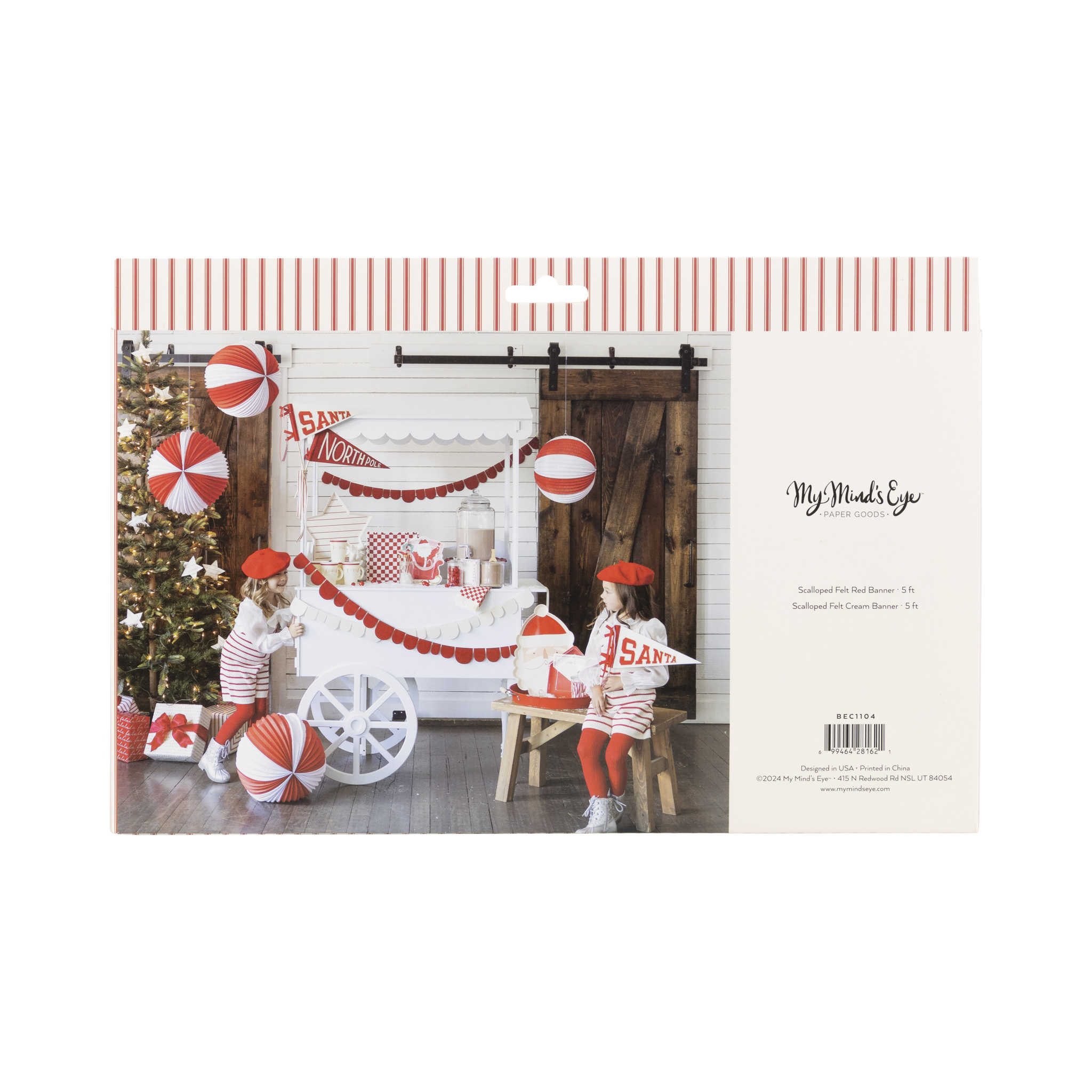 My Mind’s Eye - Wholesale Party Sign/Banner - BEC1104 - Red and Cream Scalloped Felt Banner Set11