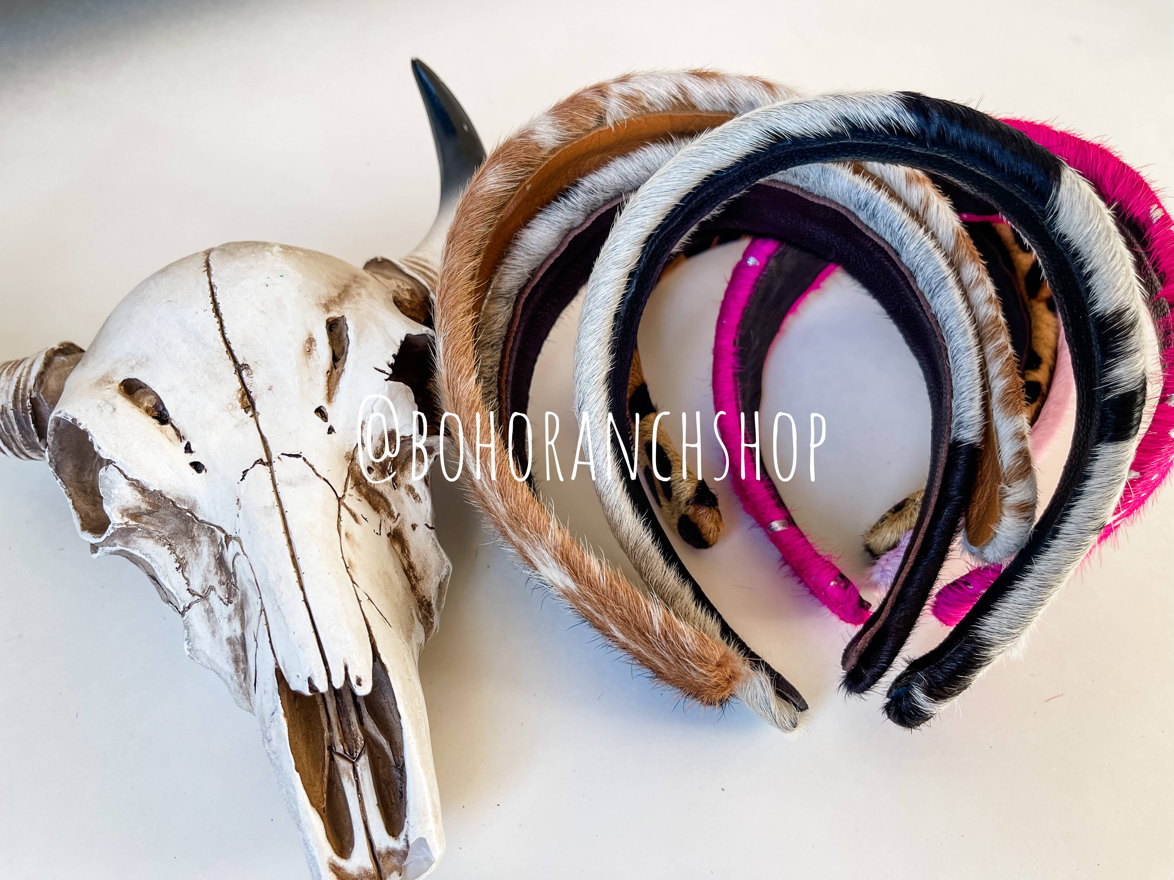 Boho Ranch Shop - Wholesale Fashion Headband - Women's - COWHIDE HEADBAND - genuine cowhide leather5
