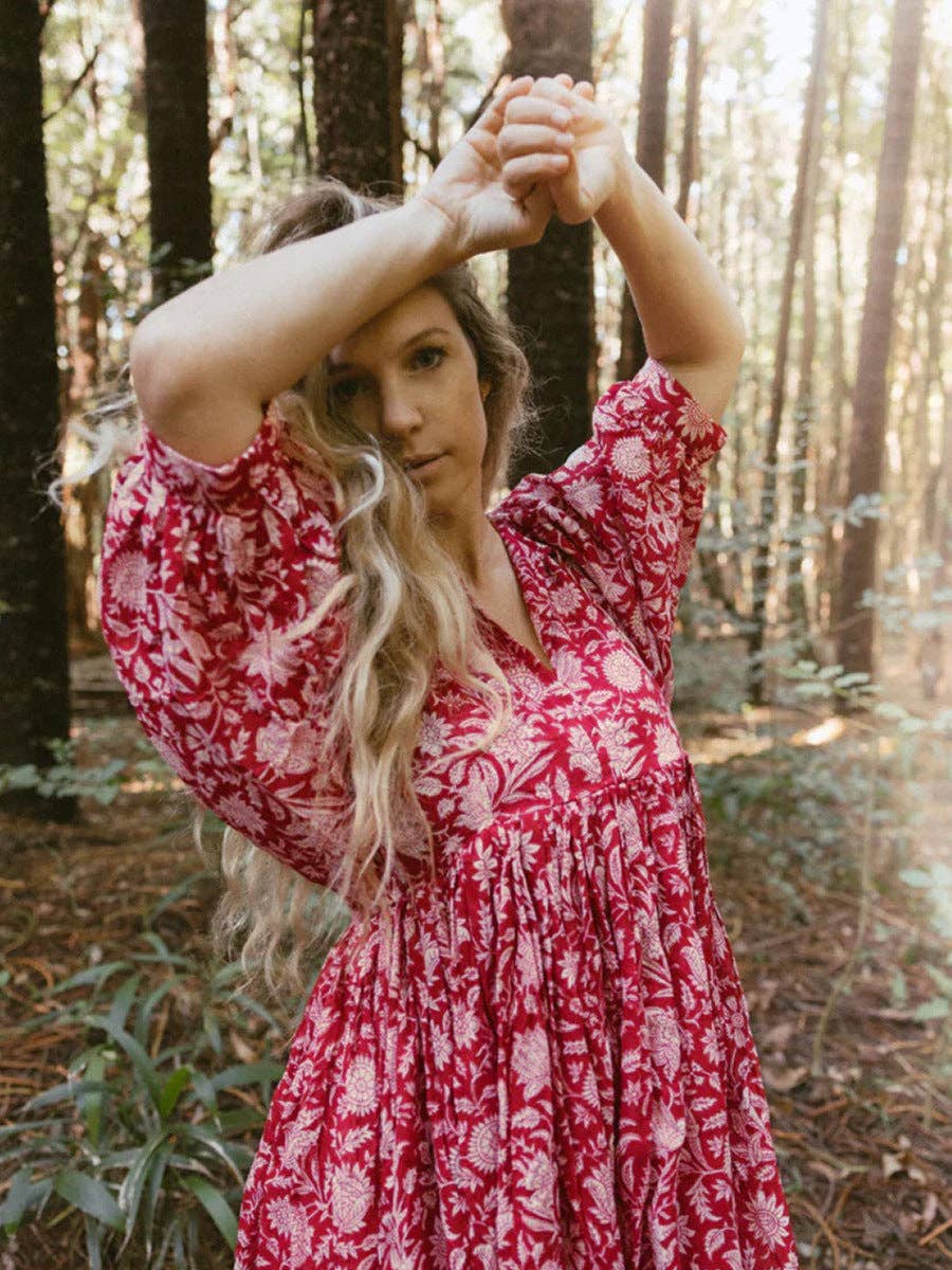 Sweetkama - Venta al por mayor Vestido - Mujer - Vestido largo diario para mujer con lazo floral Sweetkama4