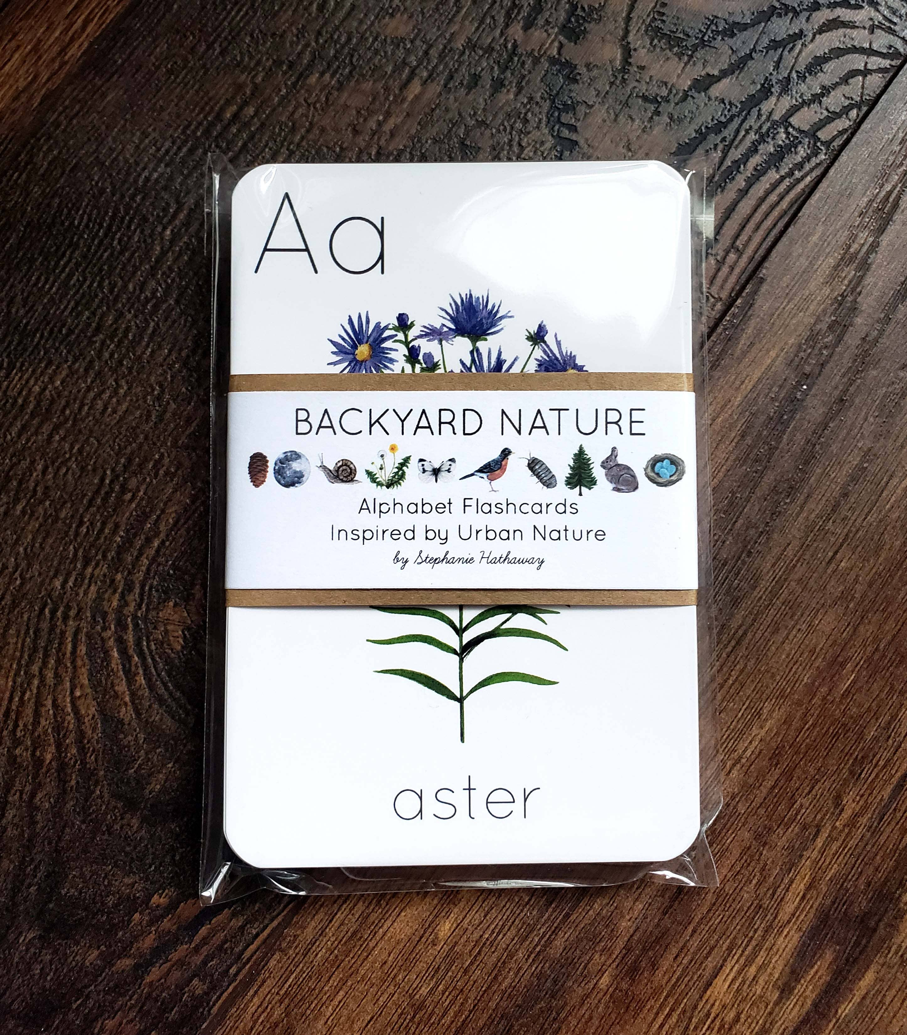 Stephanie Hathaway Designs - Wholesale Learning Cards - Kids & Baby - Backyard Nature Alphabet Flashcards (Set of 26 Cards)