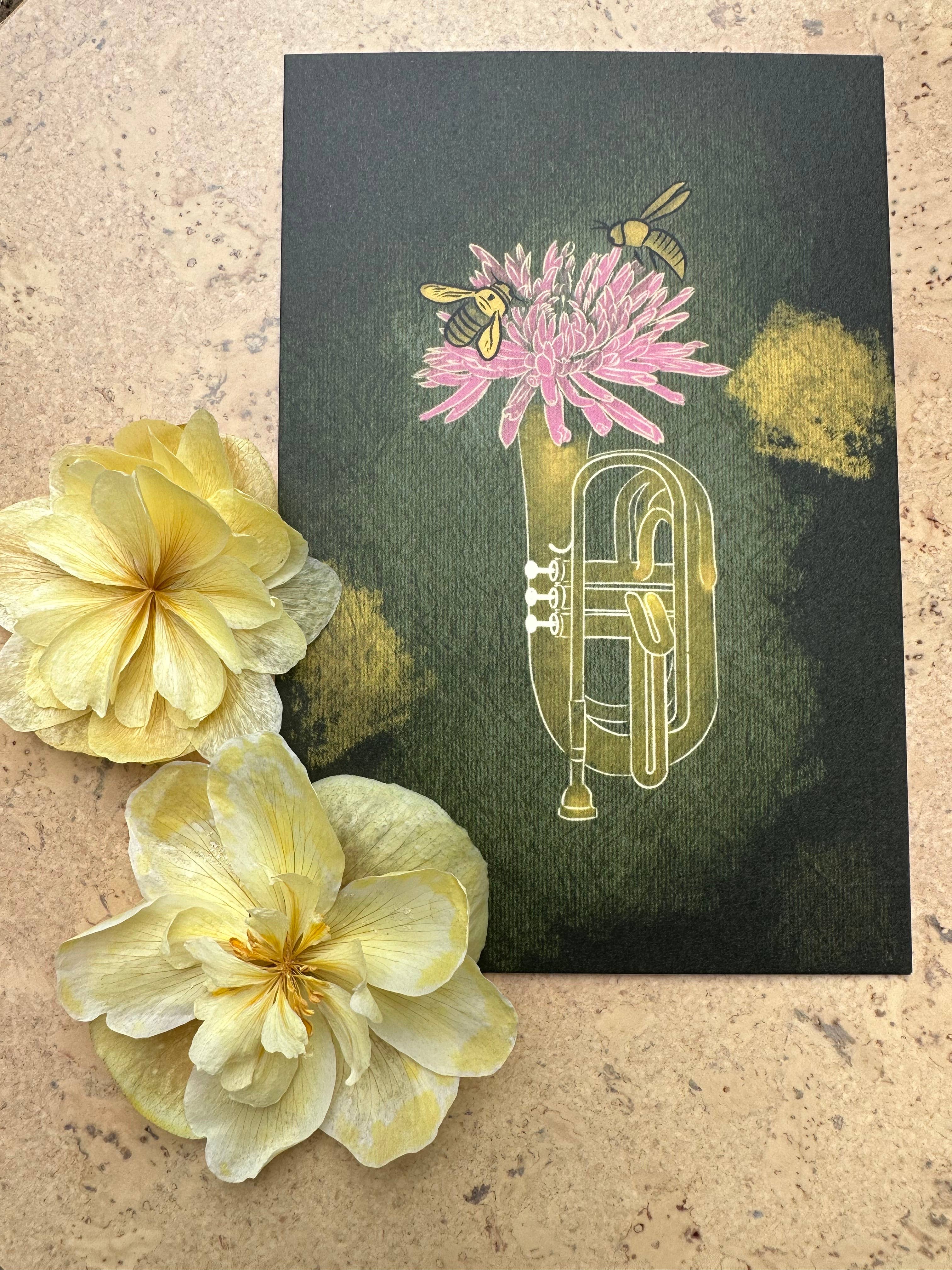 AVIVA TU LLC - Wholesale Stationery/Notecard Set - Notecards-Botanical Music Instruments22