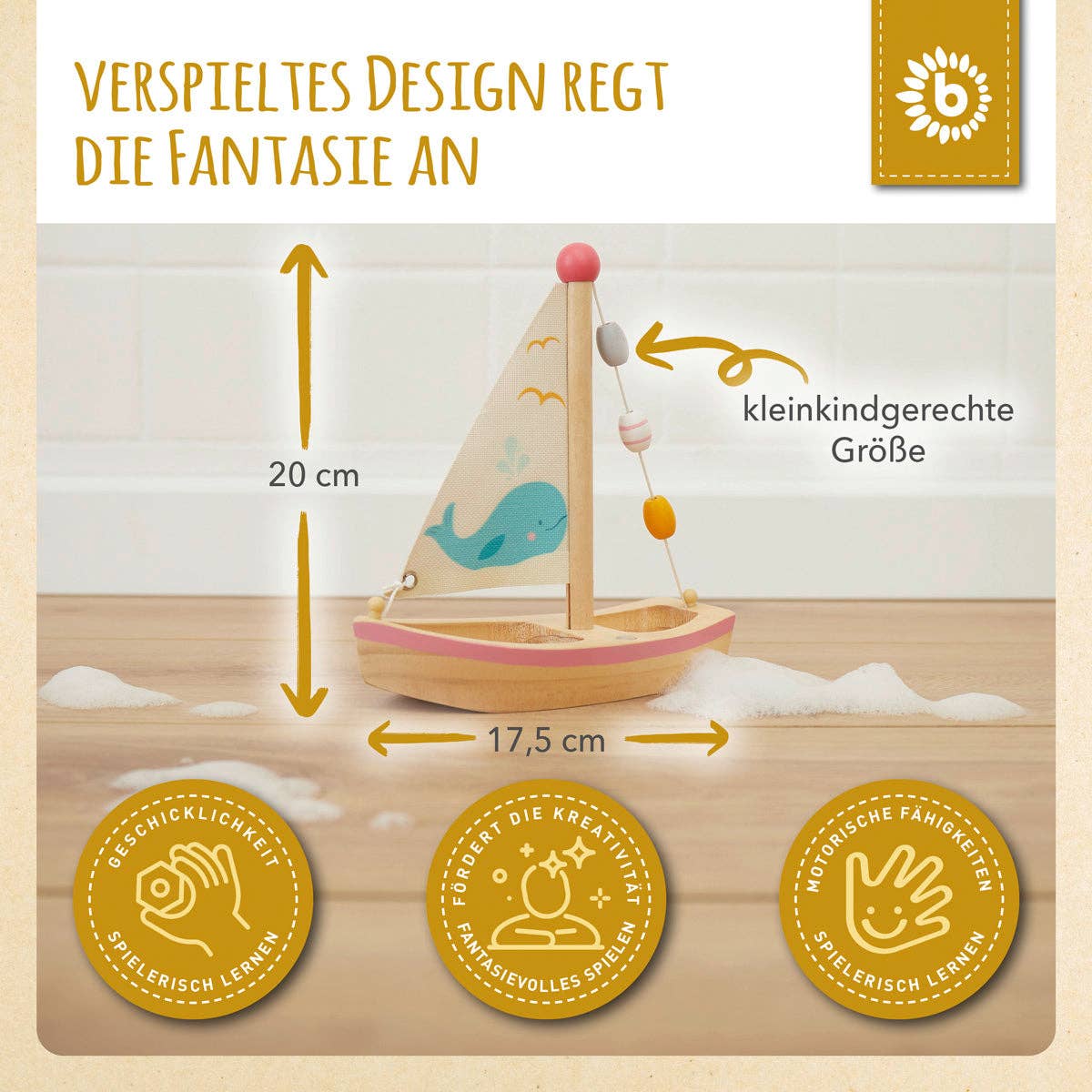 Bieco Spielwaren - Wholesale Wood Toy - Kids - Wooden sailing ship FSC®6
