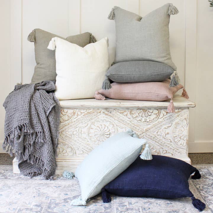 Porter Lane Home - Wholesale Throw Pillow Cover - Hand Woven Tassel Pillow Cover