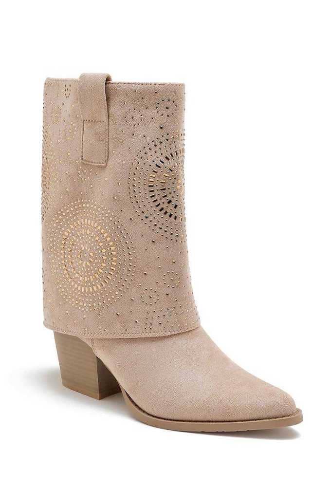 Joia Paris - Wholesale Booties - Women's - Santiag with turned-down heels and decorative rhinestones WZ-805