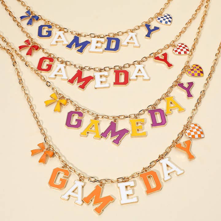 GAME DAY Letter Charm Station Necklace for wholesale by Sensibling Corp.
