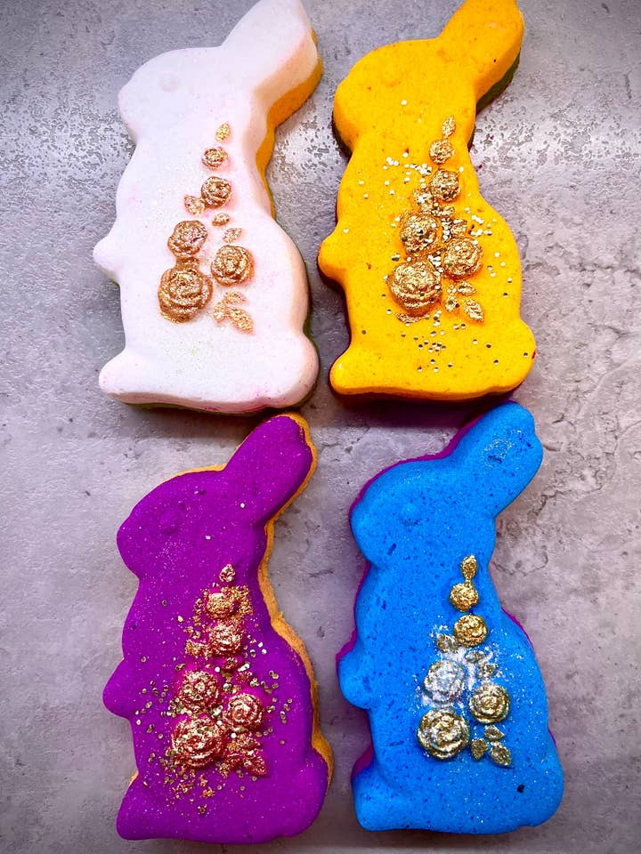 Easter flower bunny rabbit bath bomb for wholesale by Unique creations soap company