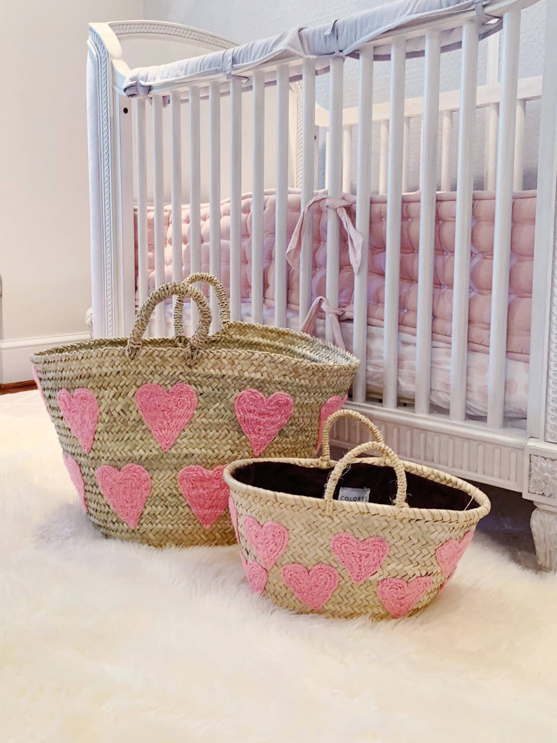 High crafty – wholesale Basket – Heart Basket – Hand-Embroidered Moroccan Straw Bag in Pink o13