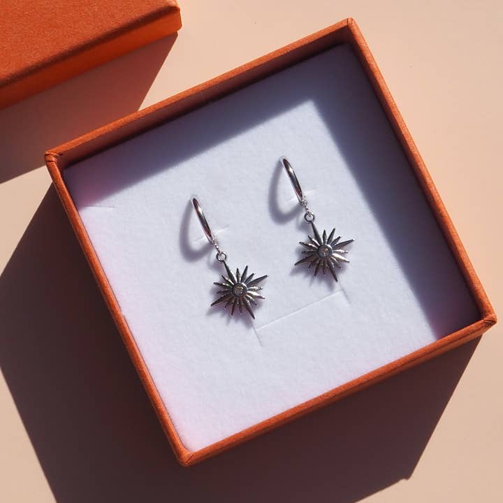 Alesi Jewellery - Wholesale Hoop earrings - Silver Star Zirconia Hoops 0