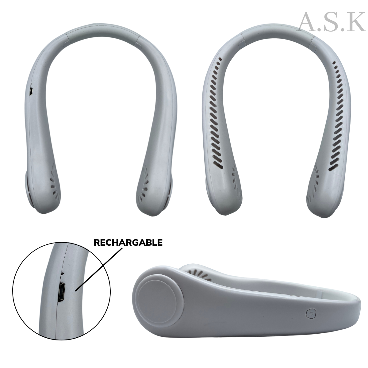 K & S WHOLESALE INC - Vendita all'ingrosso Ventilatore elettrico portatile - Ventilatore da collo senza pale A.S.K - Espositore da 54 pezzi7