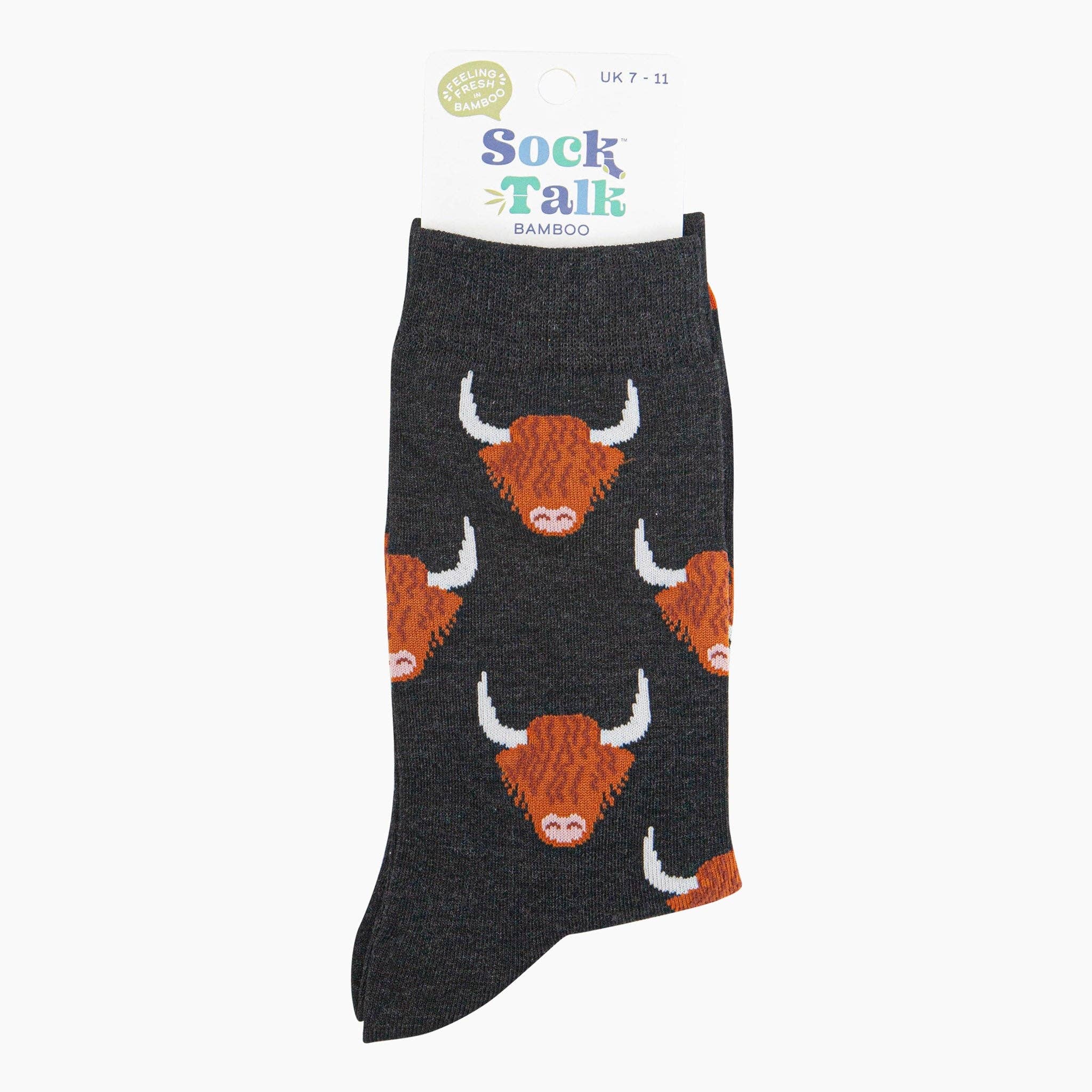 Sock Talk - Wholesale Sokken - Heren - Heren Bamboe Sokken - Zwart, Hooglandkoe2