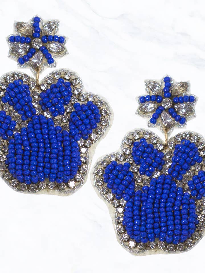 Stone and Seed Bead Paw Print Earrings for wholesale by Suzie Q USA