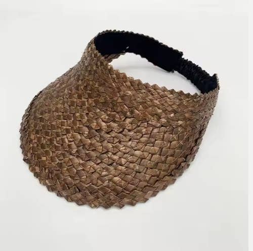 Queens INC - Wholesale Visor - Women's -  Palm Luxe Straw Visor — Adjustable Braided Sun Shield2