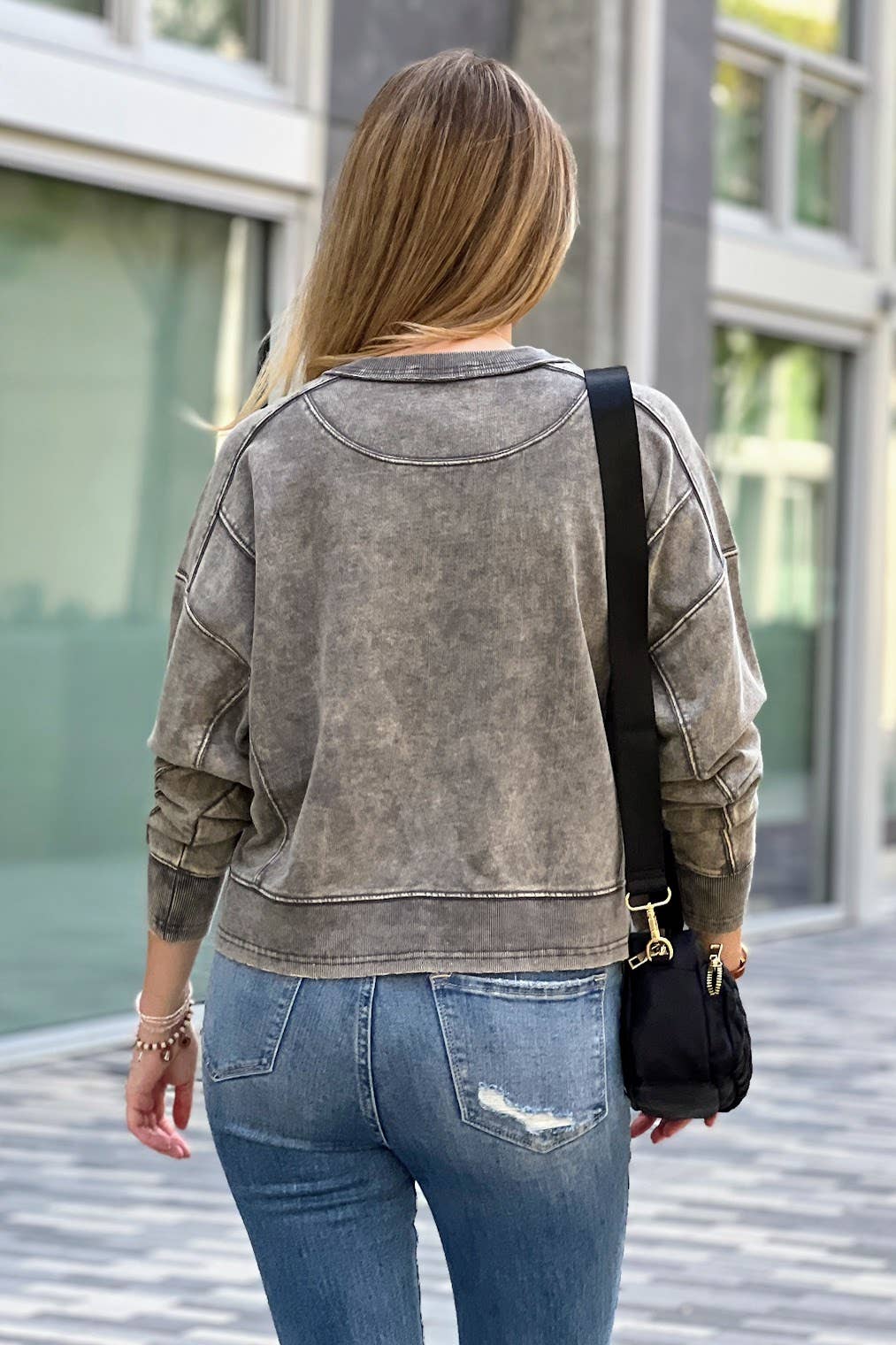 MOCHA  French Terry Acid Wash Pullover for wholesale on Faire2