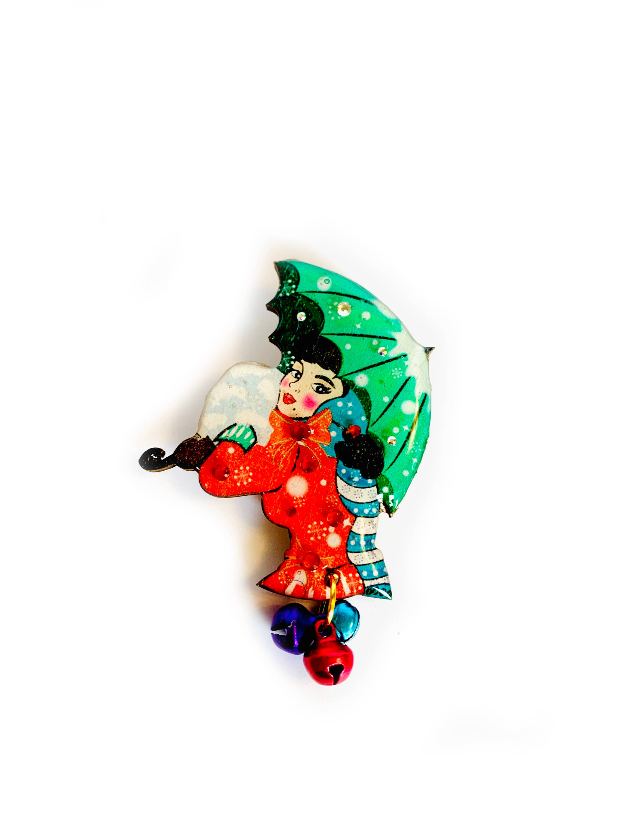 Rosie Rose Parker - Wholesale Brooch - Winter umbrella Christmas brooch Christmas jewellery festive4