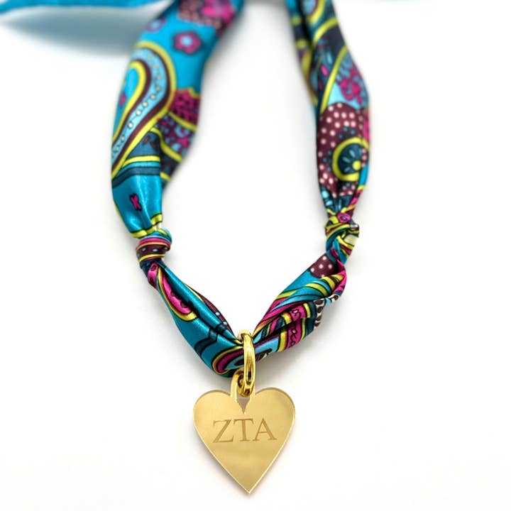 Sarahndipity Shop - Wholesale Scarf - Women's - Sorority Scarf with Engraved Greek Letter Gold Heart Charm16