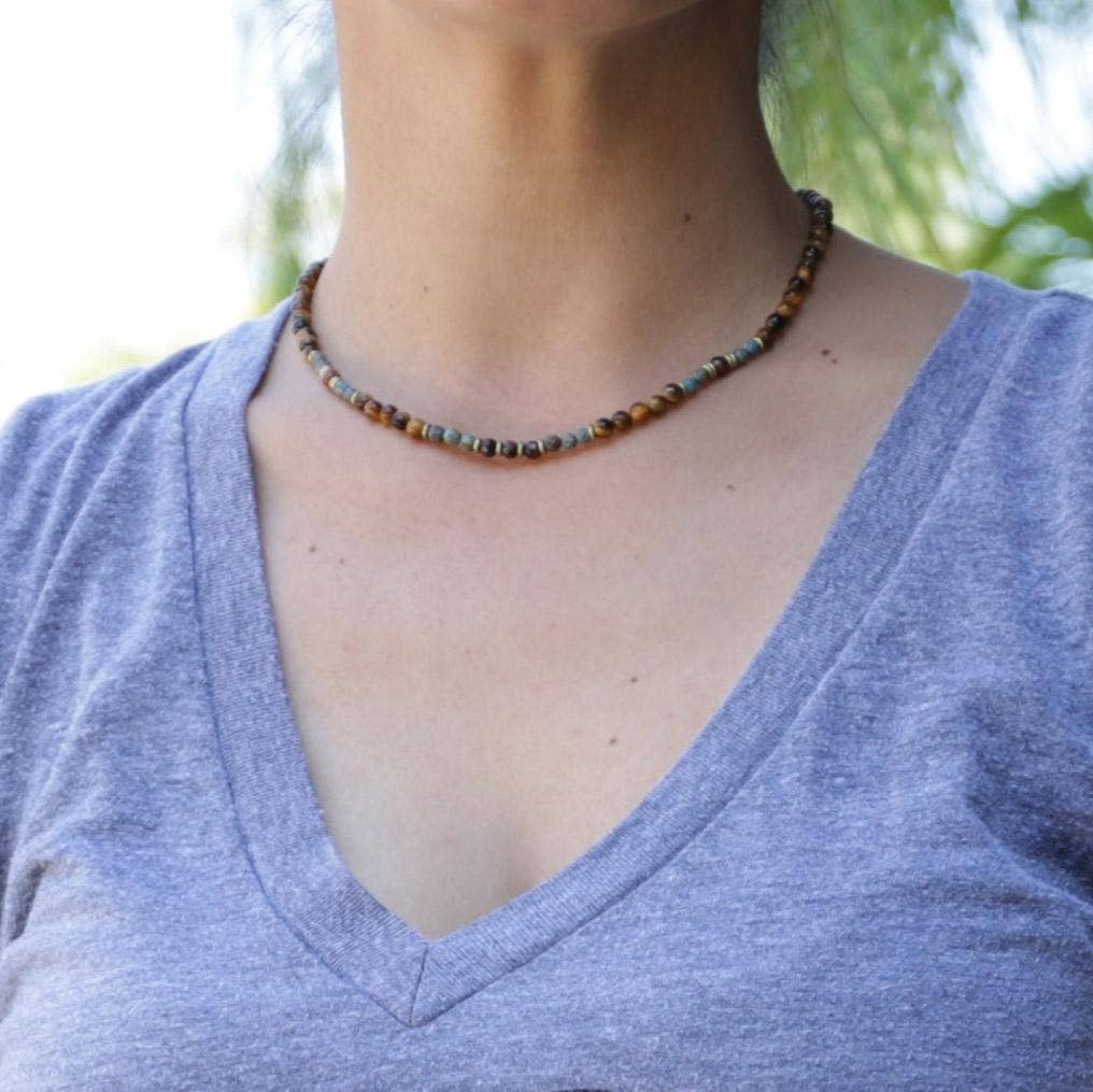 REMOVED BRAND - Wholesale Beaded/Pearl Necklace - Tiger's Eye and Agate Delicate Necklace1
