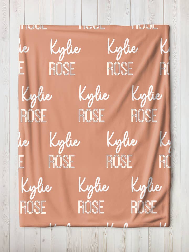 Personalized Desert Sun Repeating Name Baby Blanket for wholesale by Monogram Junkie
