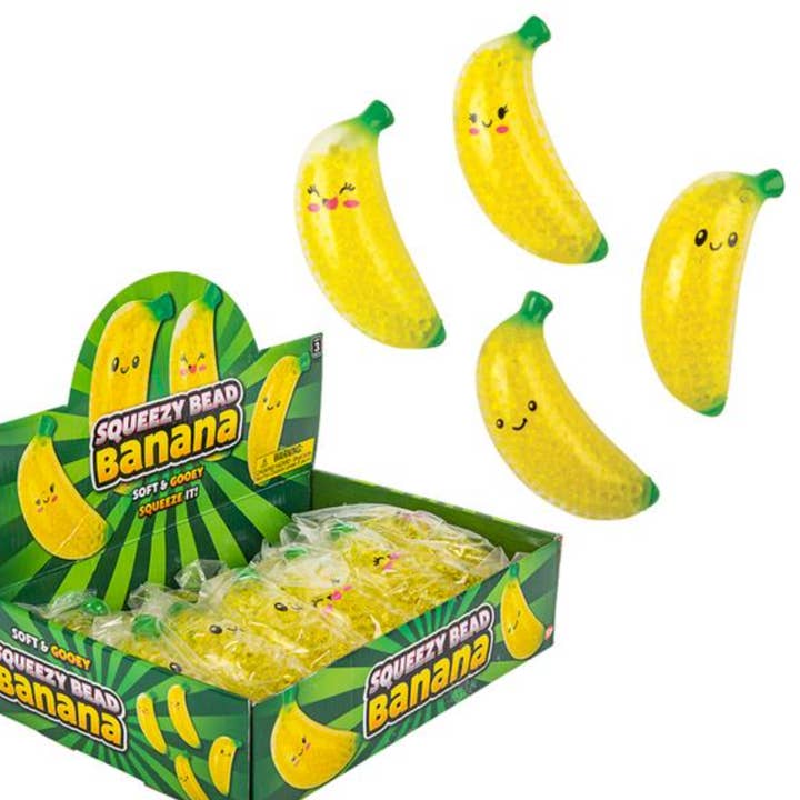 5.5" SQUEEZY BEAD BANANA LLB Squishy Toys for wholesale by La Luna Bella - Toys