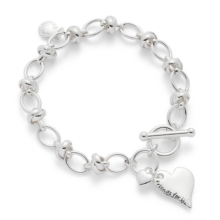 Message T-Bar Silver Plated Bracelet Friends for wholesale by Joe Davies