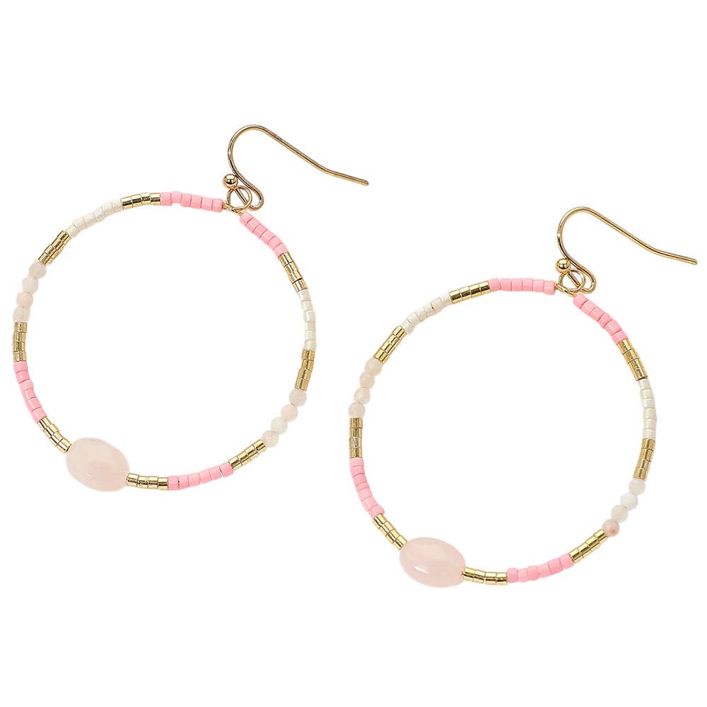 Sensibling Corp. – Engroshandel Hoops – Facetteret oval perle accent heishi perlede åbne ring dingle øreringe1