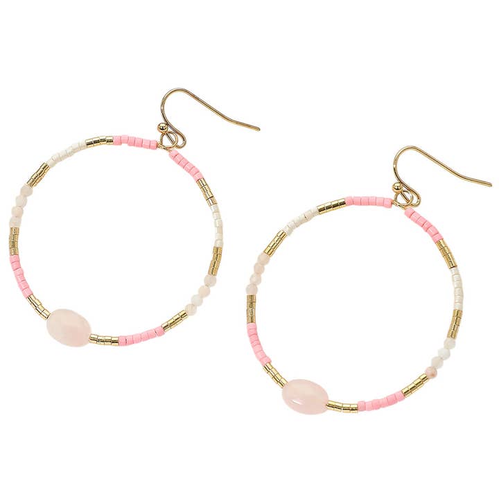 Sensibling Corp. – Engroshandel Hoops – Facetteret oval perle accent heishi perlede åbne ring dingle øreringe1